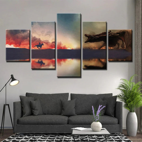 Game of Thrones Got Dragon in Battle Wall Art Canvas Printing Decor ...
