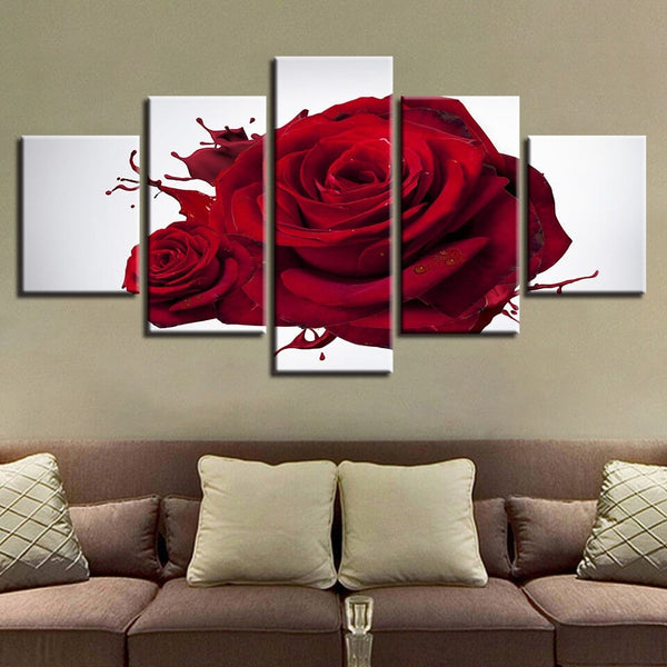Red Rose Flower Wall Art Canvas Printing Decor BlueArtDecor