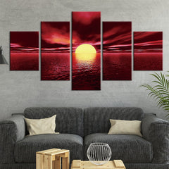 Abstract Sunset Glow Lake View Wall Art Canvas Printing Decor