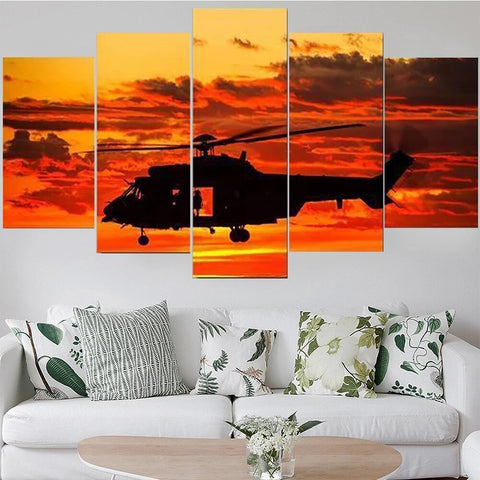 Aircraft Orange Sunset Wall Art Canvas Printing Decor
