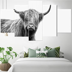 Animal Black-White Cow Wall Art Canvas Printing Decor