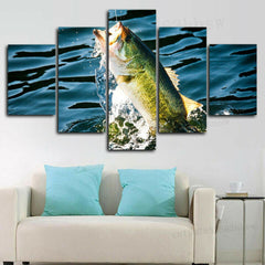 Bass Fishing Jumping Wall Art Canvas Printing Decor