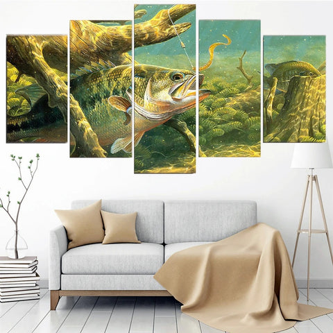 Bass Fishing Lake Wall Art Canvas Printing Decor