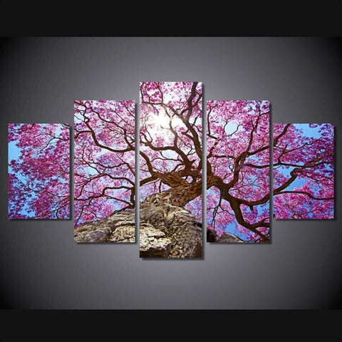 Big Pink Cherry Blossom Tree Wall Art Canvas Printing Decor