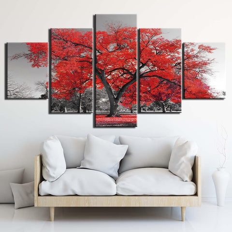 Big Red Tree Wall Art Canvas Printing Decor