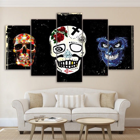 Black and White Sugar Skull Rose Wall Art Canvas Printing Decor