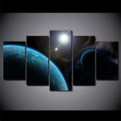 Blue Space Fantasy Planet Wall Art Canvas Printing Decor