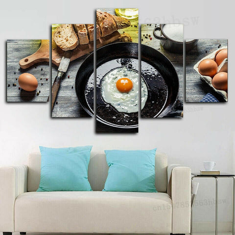 Breakfast Egg Bread Kitchen Food Wall Art Canvas Printing Decor