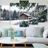 Image of Cabin In Snow Winter Scene Landscape Wall Art Canvas Printing Decor