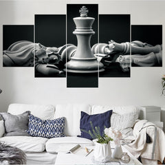 Chess Black White Vintage Wall Art Canvas Printing Decor