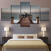 Image of Dock Bridge Port Seascape Wood Pier Wall Art Canvas Printing Decor