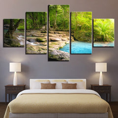 Forest Lake Flowing Water Natural Landscape Wall Art Canvas Printing Decor