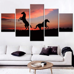Horse Silhouette Sunset Wall Art Canvas Printing Decor