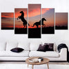 Image of Horse Silhouette Sunset Wall Art Canvas Printing Decor