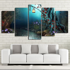 Lights in Forest Fantasy Flowers Wall Art Canvas Printing Decor
