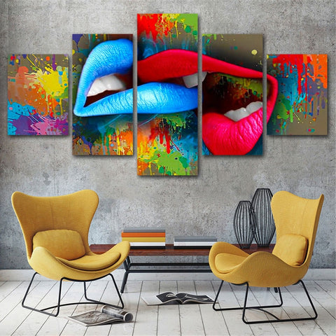 Love Kiss Graffiti Lips Wall Art Canvas Printing Decor