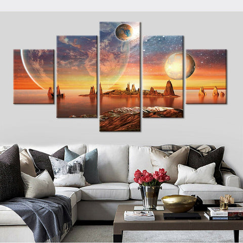 Mars Earth Planets Universe Wall Art Canvas Printing Decor