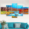 Image of Nature Autumn Forest Swans Wall Art Canvas Printing Decor