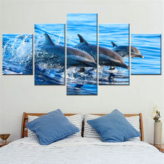 Oceanic Dolphin Jumping Wall Art Canvas Printing Decor