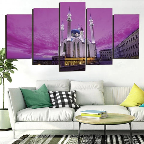 Purple Sky Castle Wall Art Canvas Printing Decor