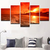 Image of Red Sunset Beach Seascape Wall Art Canvas Printing Decor