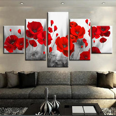 Romantic Poppies Red Flowers Wall Art Canvas Printing Decor