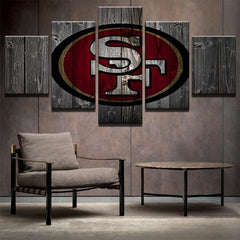 San Francisco 49Ers Barn Wood Wall Art Canvas Printing - 5 Panels