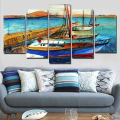 Ship in Harbor Wall Art Canvas Printing Decor