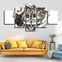 Skull Terror Black&White Wall Art Canvas Printing Decor