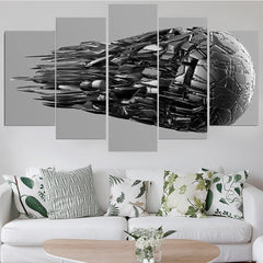 Soccer ball Silver Wall Art Canvas Printing Decor