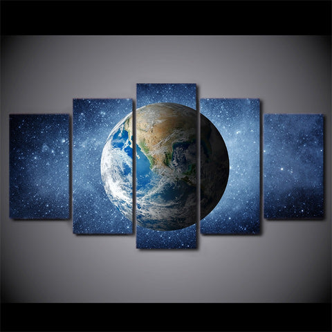 Space Universe Stars Blue Earth Wall Art Canvas Printing Decor