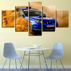 Subaru Blue Racing Car Sports Car Wall Art Canvas Printing Decor