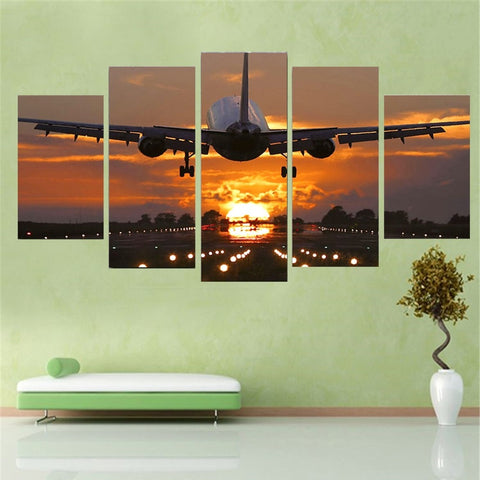 The Plane is Taking Off Sunset Wall Art Canvas Printing Decor