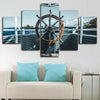 Image of Vintage Ship Wheel Nautical Collage Wall Art Canvas Printing Decor