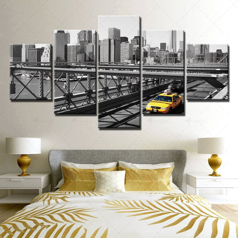 Yellow Taxi in the City Wall Art Canvas Printing Decor