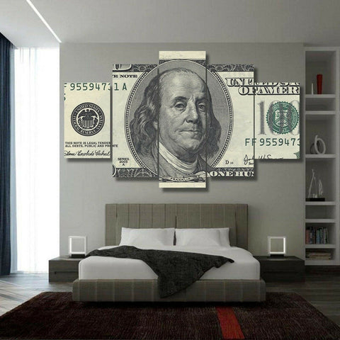 100 Dollar Bill Benjamin Franklin Money Wall Art Canvas Printing Decor