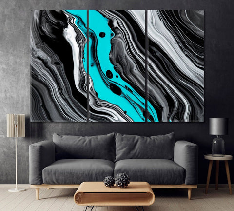 Abstract Black Marble Wall Art Canvas Printing Decor-3Panels