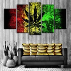 Abstract Cannabis Leaf Wall Art Canvas Printing Decor