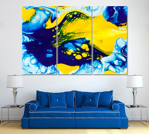 Abstract Color Splash Yellow-Blue Wall Art Canvas Printing Decor
