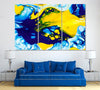 Image of Abstract Color Splash Yellow-Blue Wall Art Canvas Printing Decor