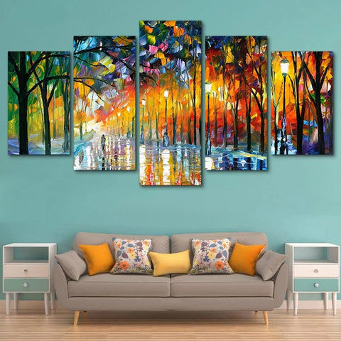 Abstract Colorful Autumn Walk in the Park Wall Art Canvas Printing Decor