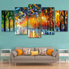 Image of Abstract Colorful Autumn Walk in the Park Wall Art Canvas Printing Decor