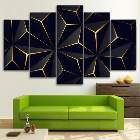 Abstract Geometric Gold Triangle Wall Art Canvas Printing Decor