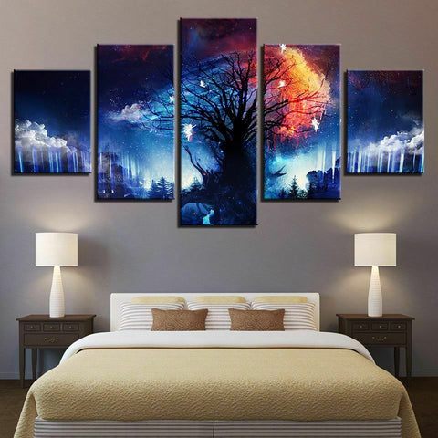 Abstract Ice and Fire Tree Wall Art Canvas Printing Decor