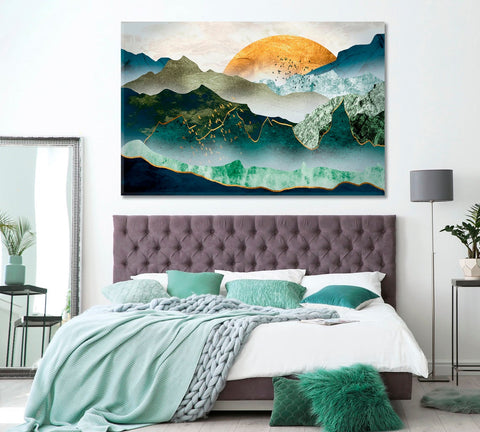 Abstract Mountains at Sunset Wall Art Decor Canvas Printing-1Panels