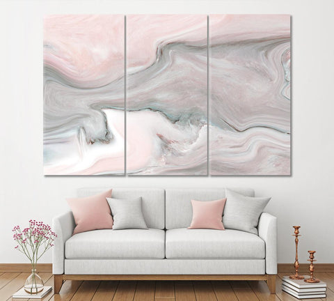 Abstract Pink Marble Wall Art Canvas Printing Decor-3Panels