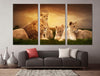 Image of African Lions Family In the Field Wall Art Canvas Printing Decor
