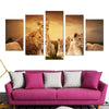 Image of African Lions Family In the Field Wall Art Canvas Printing Decor