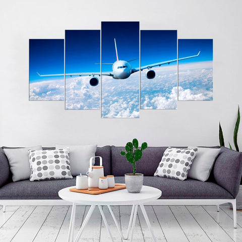 Airplane Flight Clouds Wall Art Canvas Printing Decor