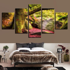 Autumn Beautiful Tree And Stone Wall Art Canvas Printing Decor